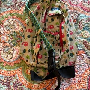 KAVU Rope Sling Bag Backpack Crossbody Camping Rv Theme Print Multi Zip Pockets